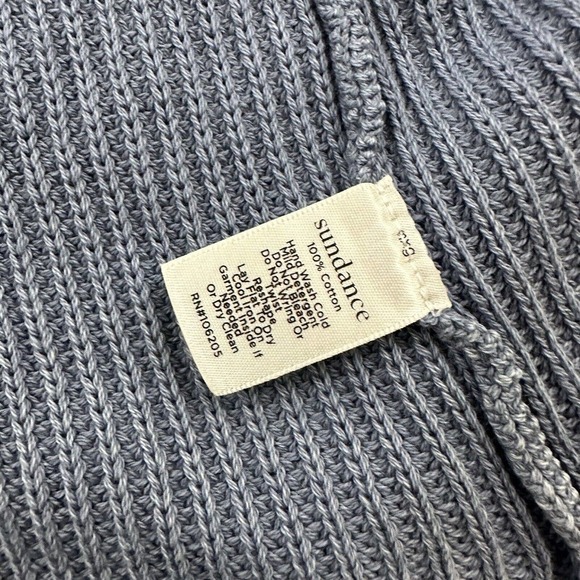 Sundance Open Front Cardigan Sweater Size S Light Blue Fringe Trim Chunky - Picture 7 of 12